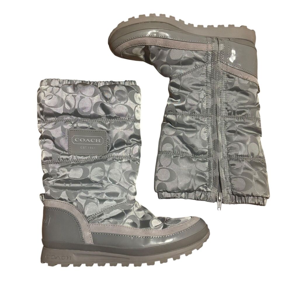 Coach Gray Winter Boots-Signature Print Style Demure A7013-  Size 7